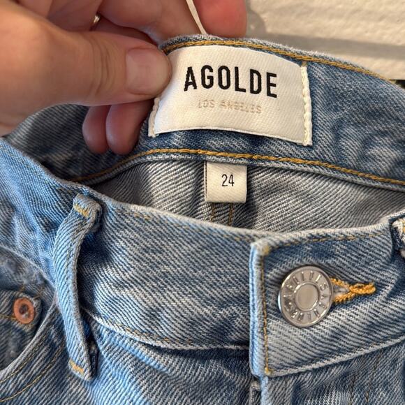 Agolde Button Fly Parker Distressed Denim Jean Shorts Size 24 Waist - Picture 5 of 8